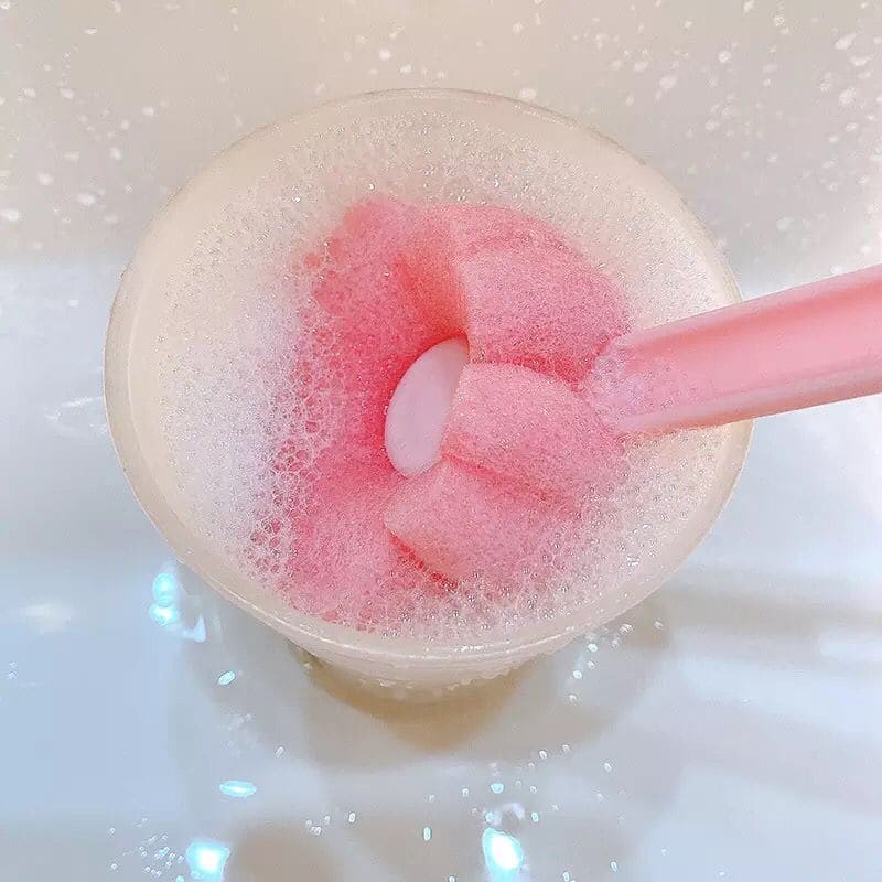 Long Handle Small Flower Cleaning Sponge, Cute Pink Glass Cup Brush, Bottle Tea Glass Cup Cleaning Soft Brush, Flower Shaped Bottle Brush Long Handle Small Flower Cleaning Sponge, Cute Pink Glass Cup Brush, Bottle Tea Glass Cup Cleaning Soft Brush, Flower Shaped Bottle Brush